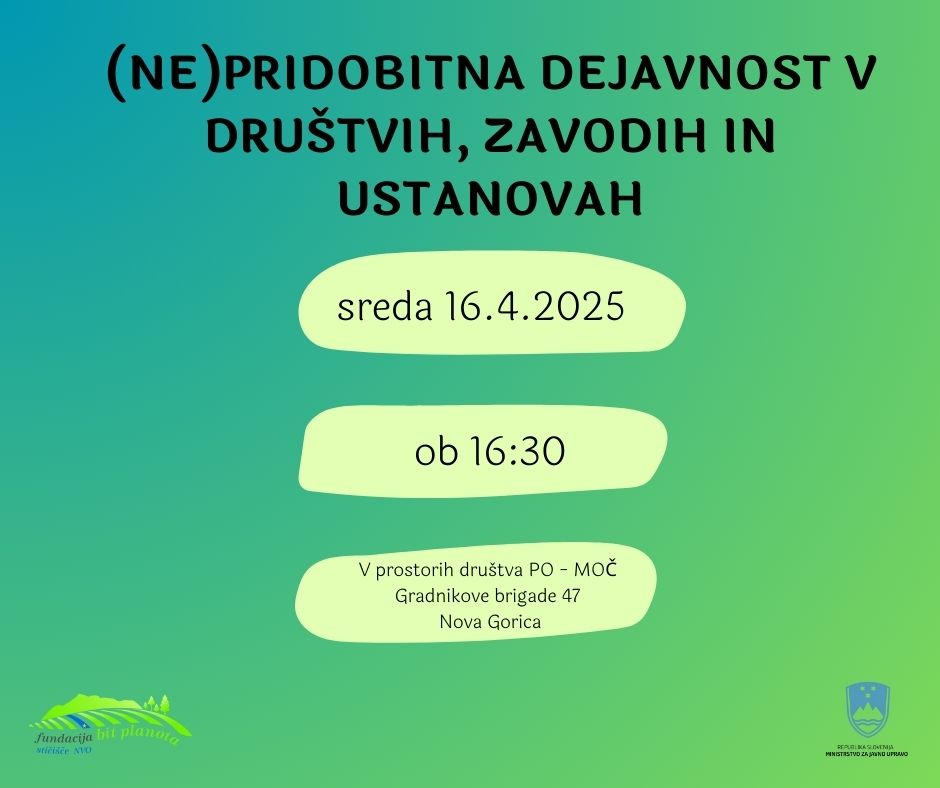 NEPRIDOBITNA DEJAVNOST V DRUŠTVIH ZAVODIH IN USTANOVAH
